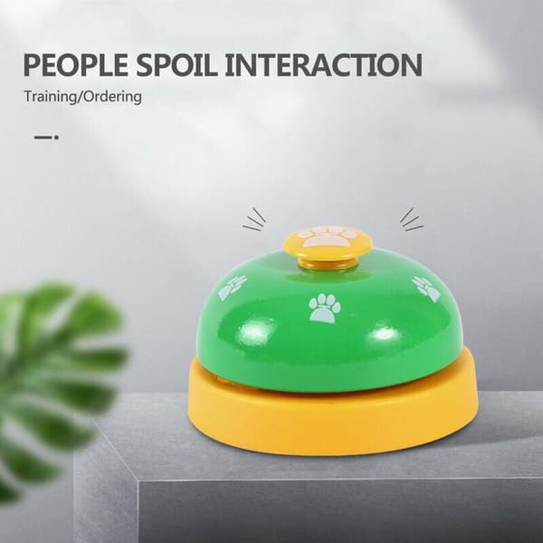 Dog Training Bell with Paw Print, Yellow and Pink