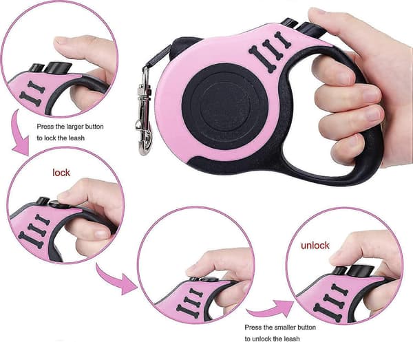 Retractable Dog Leash Lightweight Portable 5m Leash, with Foldable Bowl, Dispenser, Waste Bags, for Small Medium Dogs