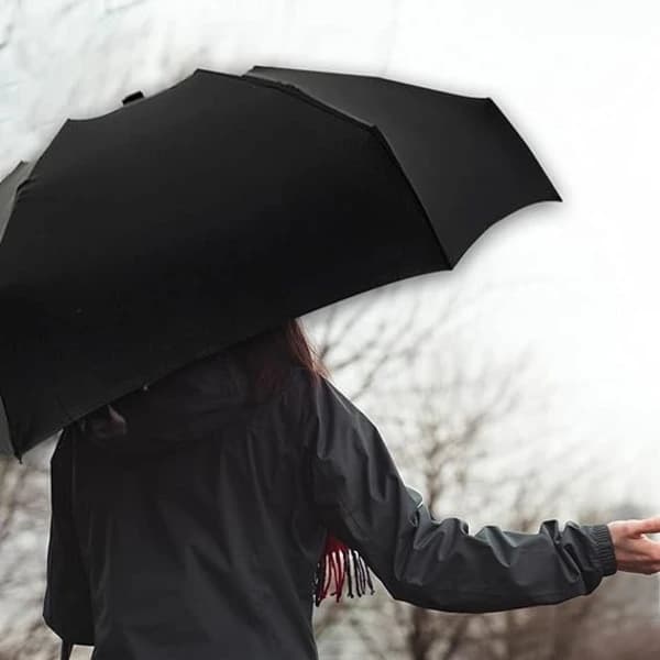 Foldable Umbrella, 6 Rib Mini Umbrella Small Umbrella with Capsule Case Mini Anti-UV Umbrella Quick-Drying and Ultralight Compact (Black)
