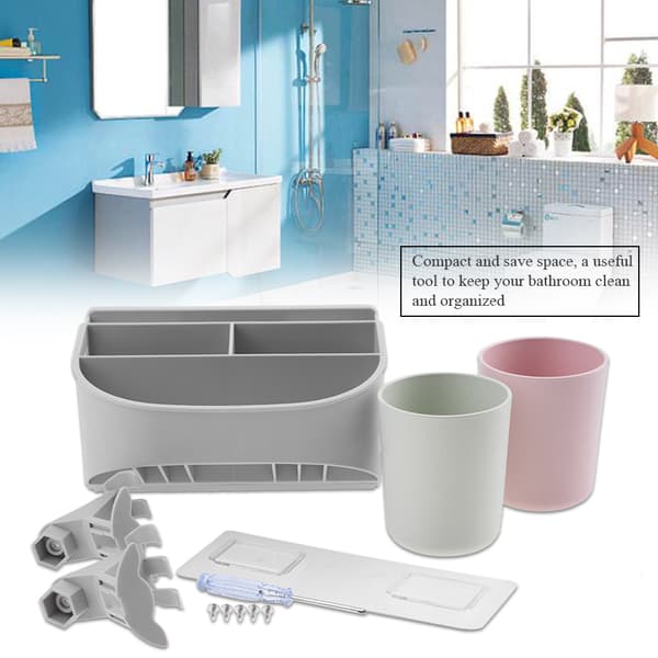Compact Toothbrush Holder Multifunctional Bathroom Organizer for Cosmetics and Razors