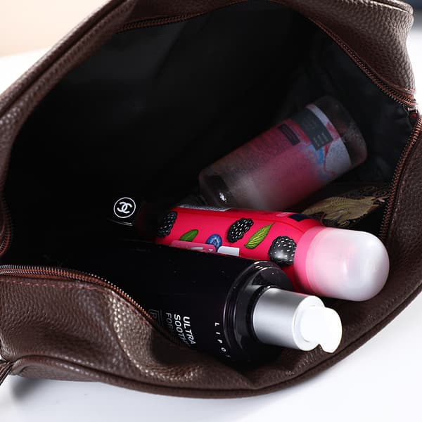 Læder makeuptaske bærbar toilettaske bærbar opbevaringstaske tra