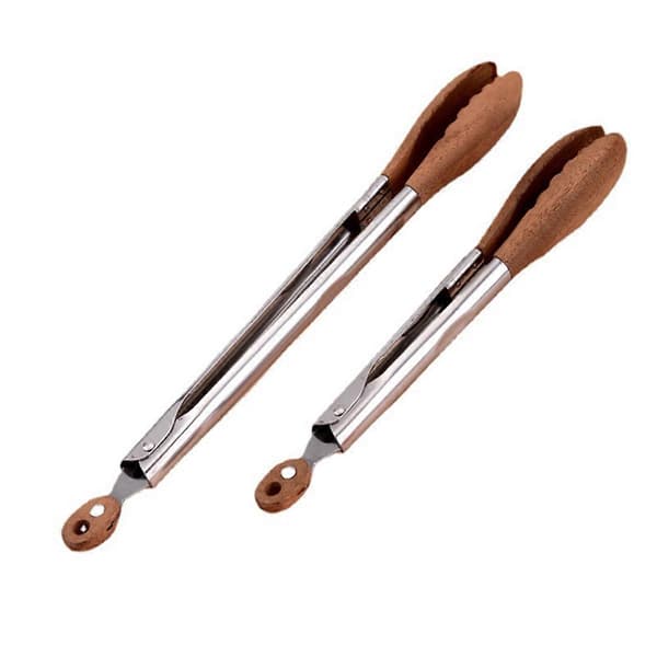 Matklyper i rustfritt stål, 23 cm 30 cm BBQ Grillklyper, Buffetgrillklyper, Matklyper i tre