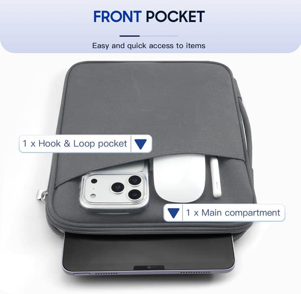 Tum Tablet Cover til iPad Air 13 \" M3 2025, iPad Pro 13 \"/12.9 \", Galaxy Tab S9/S10 Plus/S9 FE+/S9 FE Plus 12.4 \", Grå