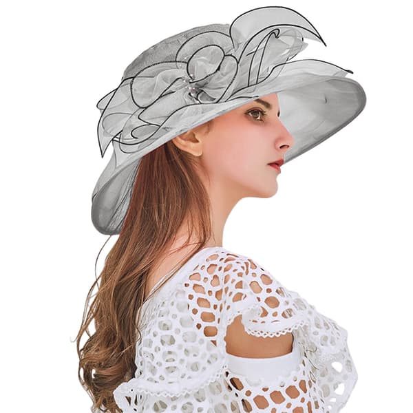 Sommar Kvinnors Spets Kyrka Klänning Hatt Bred Brätte Blad Blomma Bröllop Duscha Hatt Solhattar Strandfest