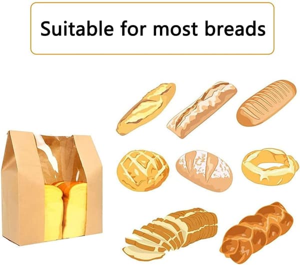 50 stk Kraftpapirsposer til mad, brødposer med vindue [GKS]