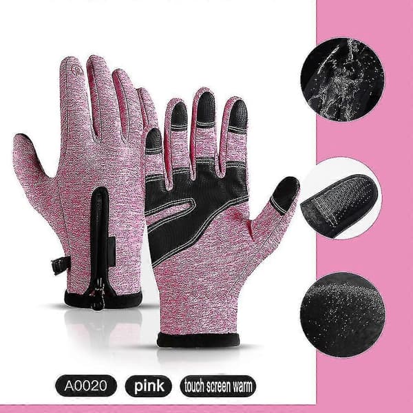 Vinterhandsker til mænd og kvinder, vandtætte varme handsker (pink S)