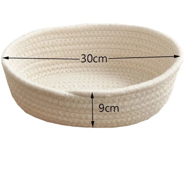 3-pack handwoven cotton storage baskets, foldable with lid for desk or coffee table, snacks, beige S M L