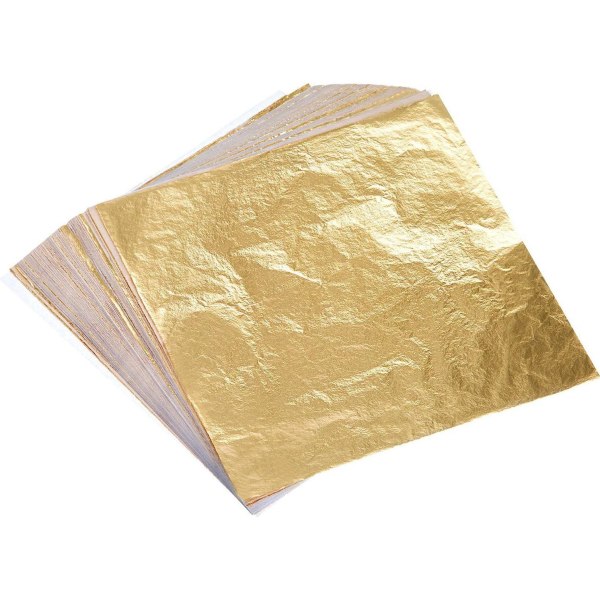 100 Imitation Gold Leaf Sheets for Arts, Gilding Creation,