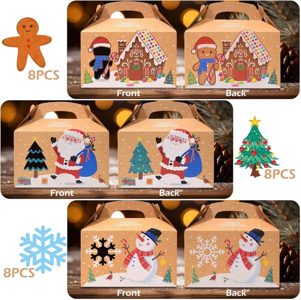 24 Pieces Christmas Gift Boxes, 15.2 x 9 x 9 cm Cardboard Gift Box Christmas Boxes Calendar