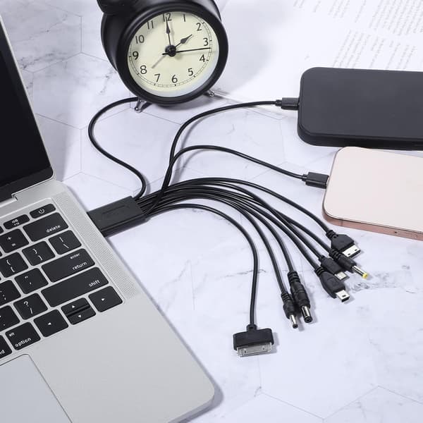 10-in-1 USB Cables, Universal USB to Multi-Connector 10-Port Mobile Phone Charger