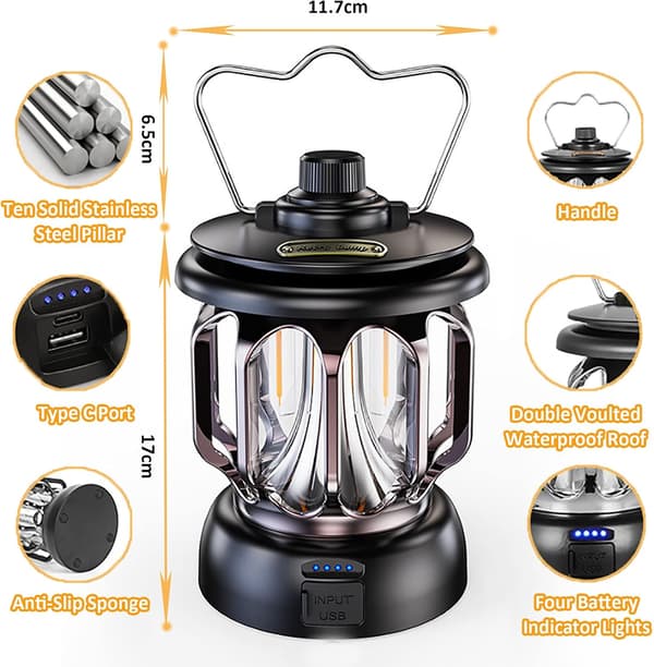 Oppladbar campinglampe, superlys batteridrevet campinglampe
