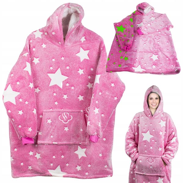 Oversize Fleecetrøje Tæppe med Ærmer og Hætte Snuggie Rosa