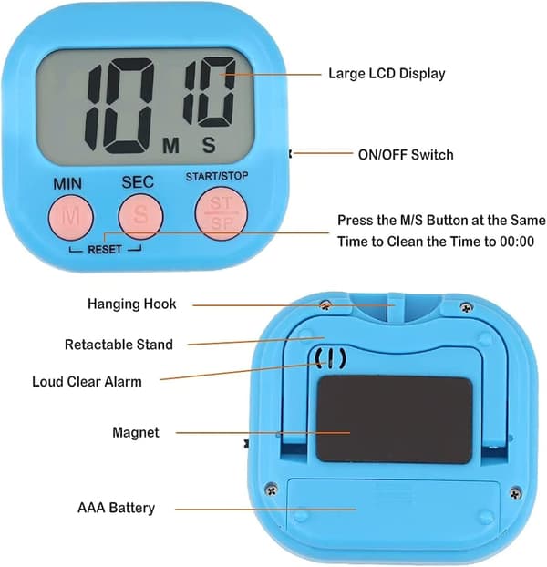 Størrelse: 7*6.2*2cm en magnetisk timer med høj alarm til børn, farverig