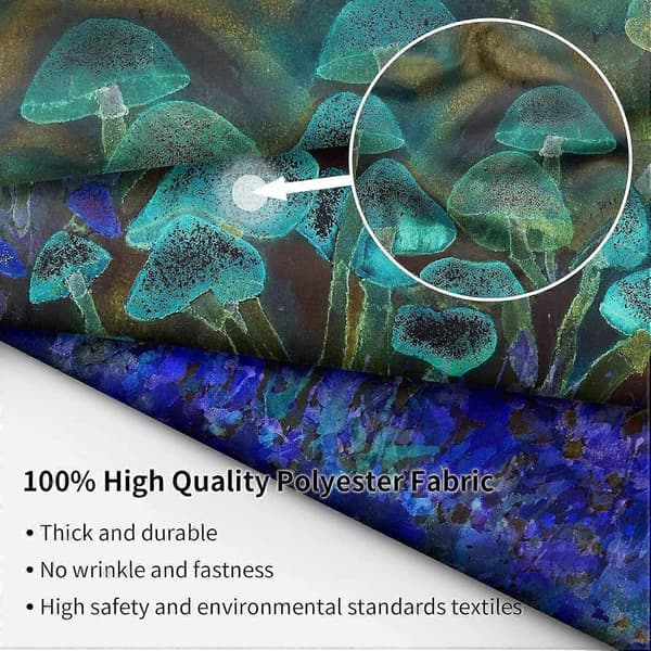 Psychedelic Mushroom Trippy Tapestry, Wall Hanging Starry Sky Aesthetic Tapestry Black