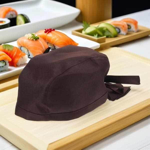 kockmössor 2 st, justerbara japanska arbetsmössor i polyester, för kvinnor och män, kök, restaurangkafé, mörkbrun -