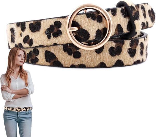 imiteret læderbælte til kvinder | blødt imiteret læder-taljebælte til leopardprint - Leopardenmuster