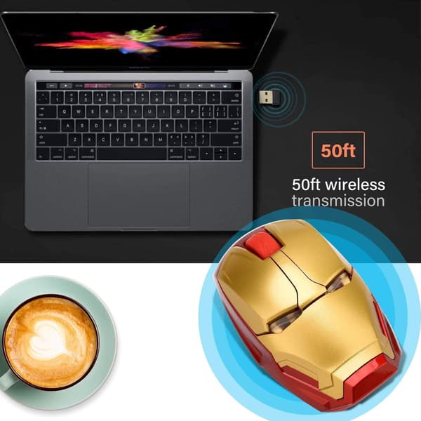 Ergonomisk trådløs mus Cool Iron Man Mus 2.4G Bærbar