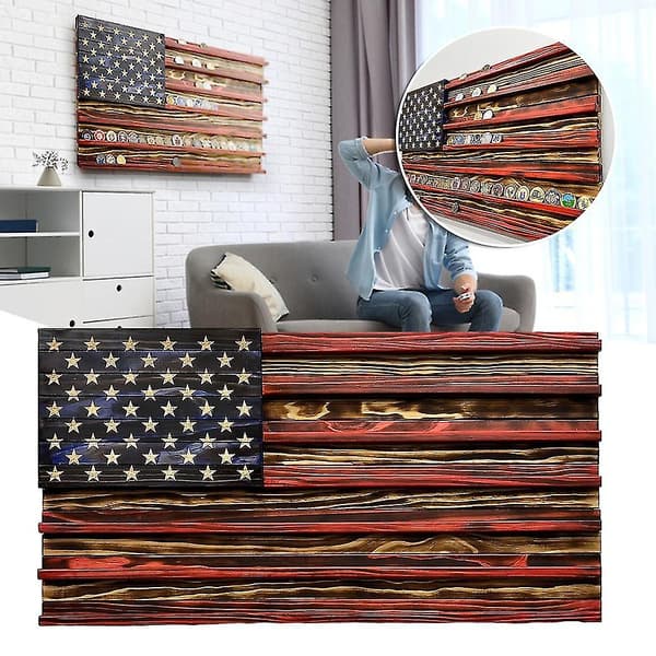 Håndlaget Flagg Utfordringer Mynt Display Rack Personlig Myntsamling Rack Bursdagsgave