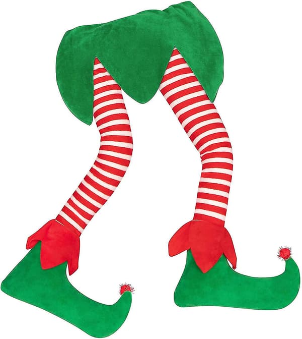 Tomtebens Ornament Julemand Stoppede Ben Sat Fast Træ Top Dekorationer, 40x34cm