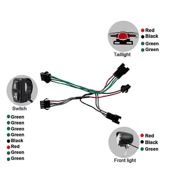 Elcykel 36V 48V Forlygte Baglygte Bageste Advarselslys LED Natforlygte