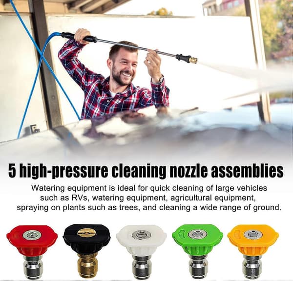 Pressure Washer Adapter for Kärcher K2 K3 K4 K5 K6 K7, Kärcher Quick Connect Adapter with 5 Different Degree Nozzles, 1/4'' 2.5 GPM 3000 PSI