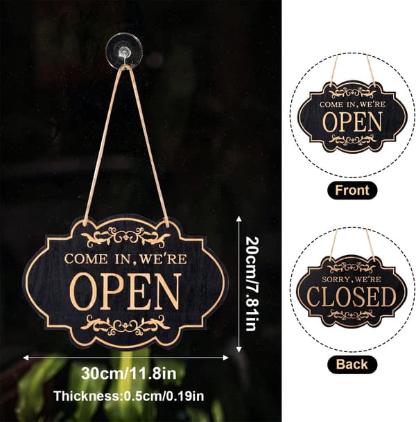 1 Open and Closed Sign, 30x20cm Double-Sided Open and Closed Sign