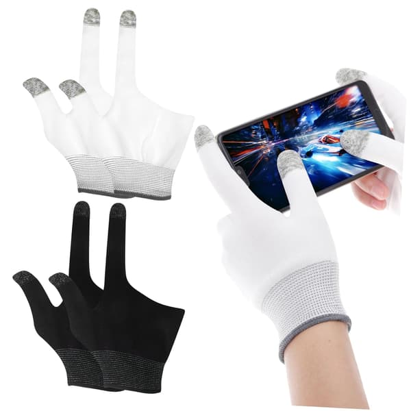 2 par fingerhandsker gaminghandsker af nylon og Graphen åndbare behagelige til touchscreen-brug til mobilspil -