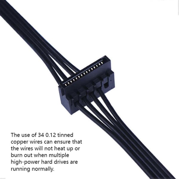 2 stk Mini 4Pin til dobbel 15Pin SATA HDD strømkabel, 45cm/17.7Tommer