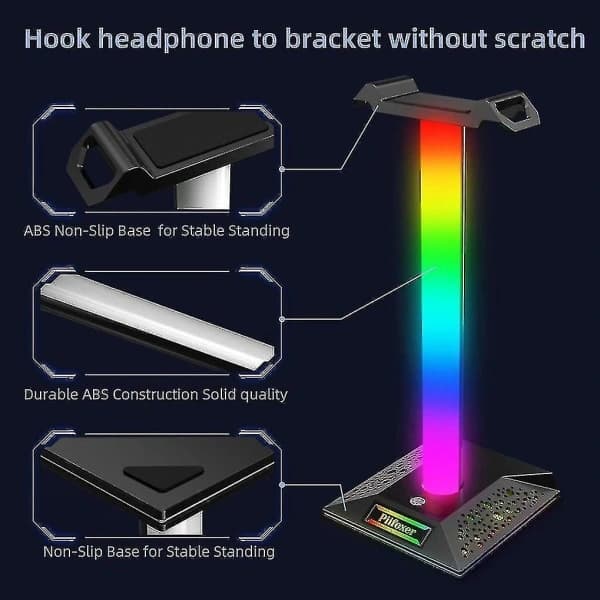 RGB Gaming Headphone Stand with USB Port, Touch Control, Light, Desk Gaming Headset Holder, Hanger