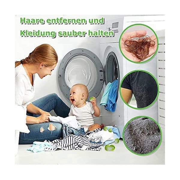 Vaskemaskine, genanvendelige fnugbolde, vaskebold til vaskemaskinen (grøn)