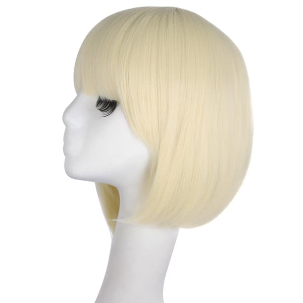 Dame kort syntetisk rett parykk (Beige)