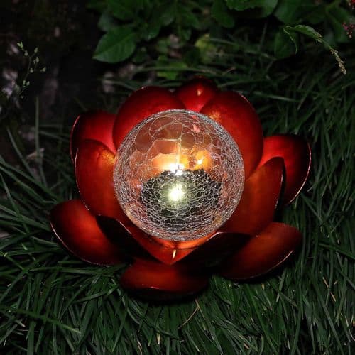 Kreativ lotusbase LED solcelle nattlys blomst utendørs glasskulelampe