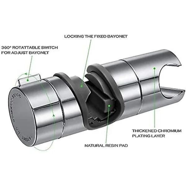 Udskiftelig håndbruserholder, brusehovedholder, 18-25 mm justerbar diameter, krom ABS (sølv)