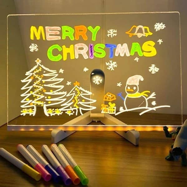 LED-skrivetavle med farget tegnetavle, lysende bokstavtavle 20*20cm