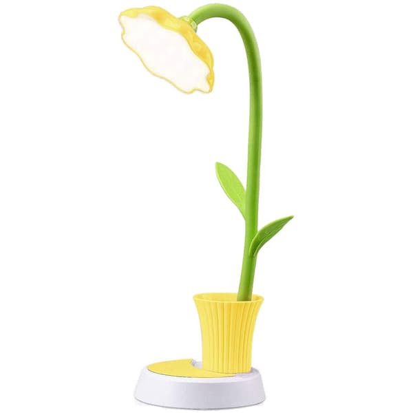 Children's Lamp, Rechargeable Desk Lamp, Eye Protection, Touch Sensor, Table Lamp, Dimmable Bedside Lamp with Pen Holder, Yellow