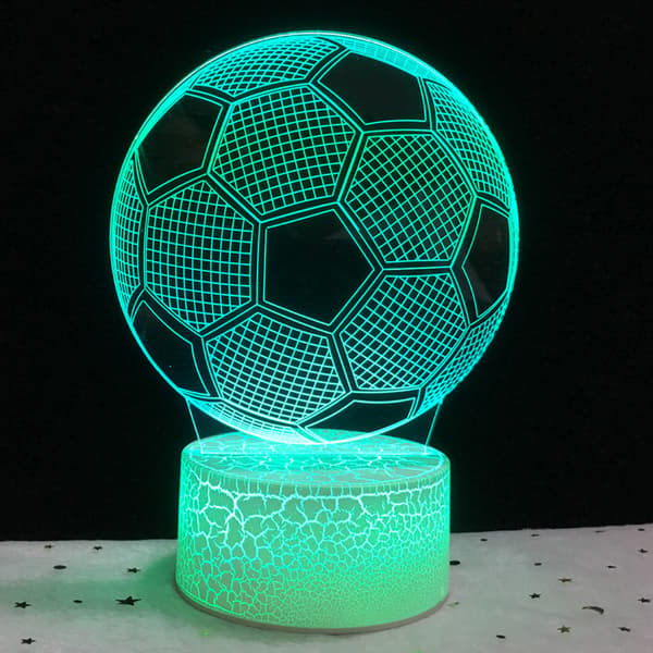 Fodbold 3D-lampe, LED natlampe, 7-farvers farveskift