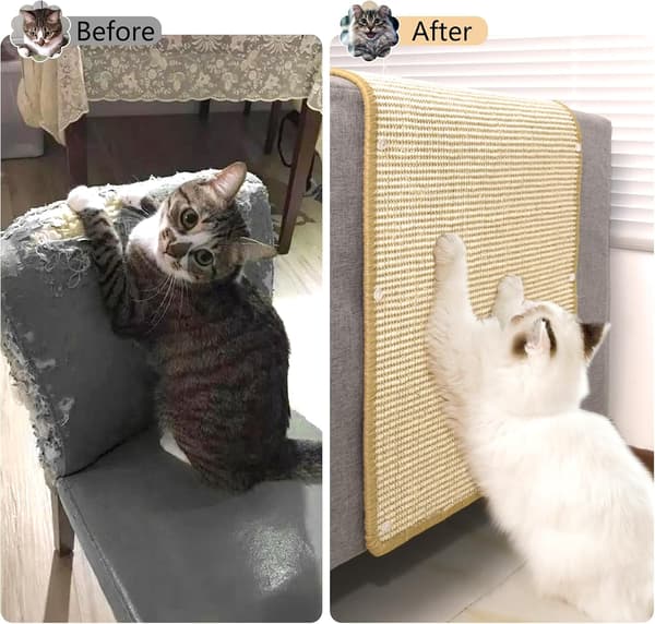 Cat Scratching Board, Natural Sisal Cat Mat, Non-Slip Horizontal and Vertical Cat Scratcher for Claws Cat Mat Protects Carpets and Sofas 40 x 30 cm