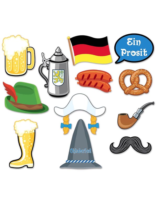 Oktoberfest-valokuvauskoppi-setti, jossa on 12 lisävarustetta