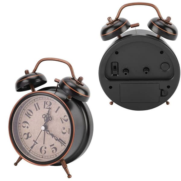 4 tuuman retro herätyskello, pöytäkello yövalolla, kaksoiskello kotikäyttöön