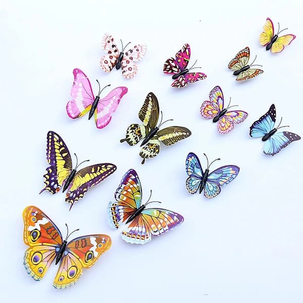 12-pack 3D Glow in the Dark Butterfly Magnets - Refrigerator Decoration