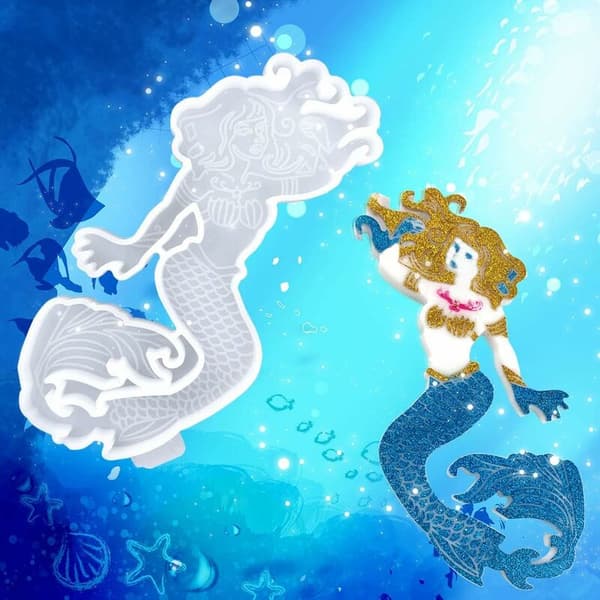 Mermaid Resin Mold Silicone Mold Epoxy Coaster Mold for Coaster Making DIY Bowl Mat (Coaster Mold)