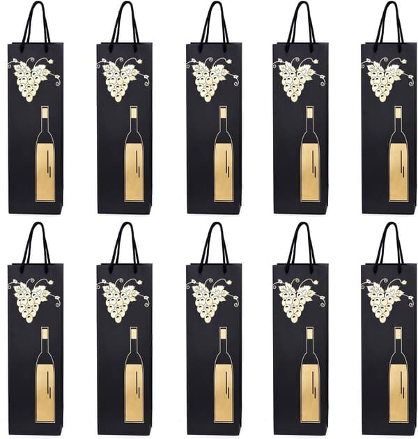 10 flaskpåsar presentpåsar för vin, prosecco och champagne 40 x 12 x 9 cm - siluett