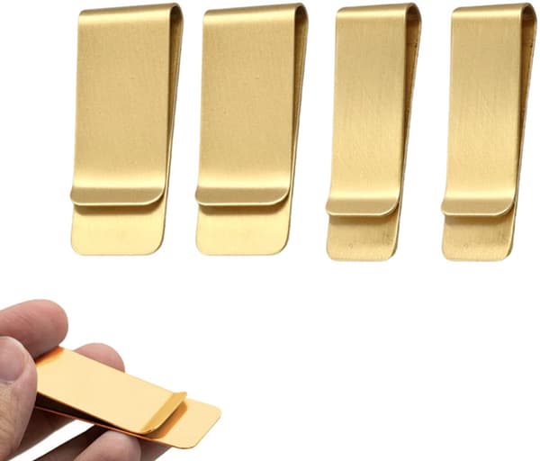 Pengeclips, minimalistisk pung, kortholder i metal, rustfrit stål guld, 4 dele