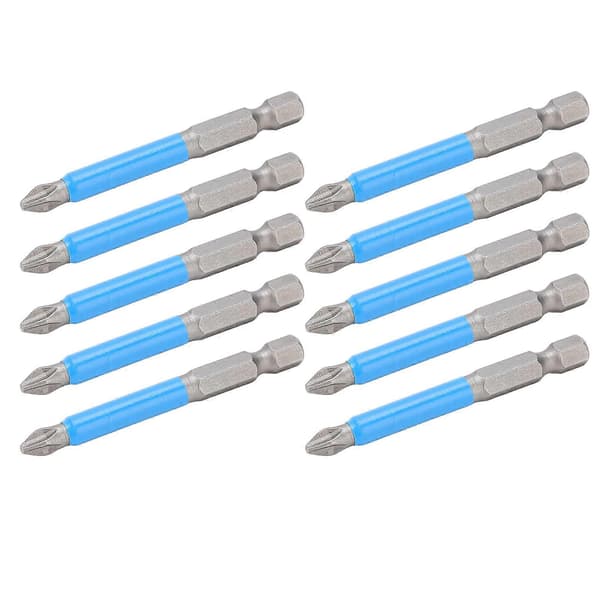 10 stk 65 mm Phillips Skrutrekkerbits Sett PH2 Sklisikker Magnetisk Elektrisk Håndborbits