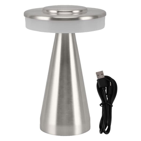 Portable LED Bedside Lamp Night Light 3 Color Temperature Top Touch Control Rechargeable Battery Bedside Lamp Silver