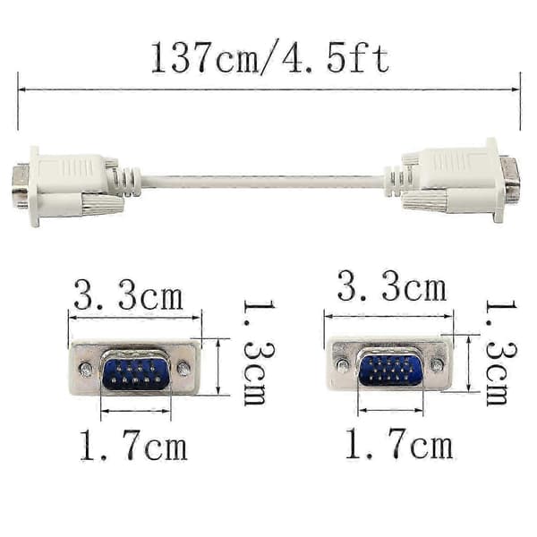15-bens han til DB 9-bens adapterkabel med RS232 til VGA-konvertering til computere, printere og scannere
