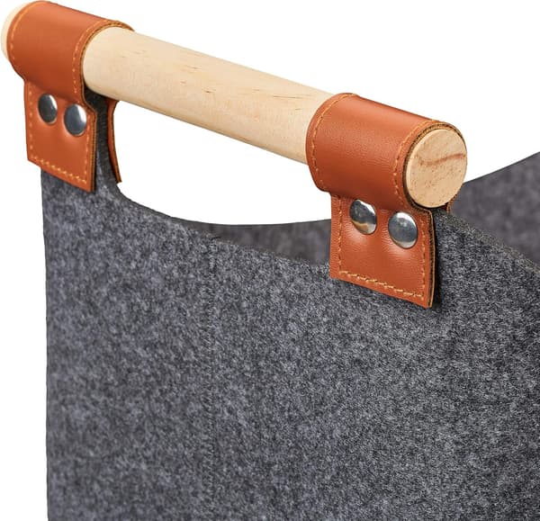 Filtveske, oppbevaringskurv, sammenleggbar, boks med håndtak, mørkegrå 34*22*22cm