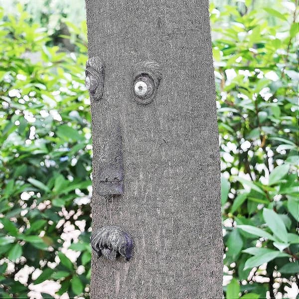 Garden Tree Face, Old Man Tree Face Decor, Playful Resin Tree Huggers