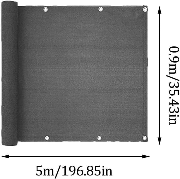 Balkongskyddsskärmar, 0,9x5M Brett insynsskyddsnät Trädgårdsskärmar med UV-skydd (mörkgrå)_yux grå grey