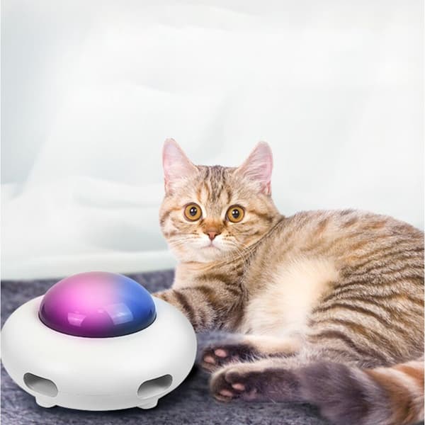 Interactive UFO Cat Toy with Rotating Feather, Smart Mode, Low Noise, Automatic Shut-off, Charging
